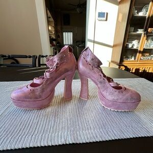 Doll’s Kill Women's Pink Platform Mary Jane Heels